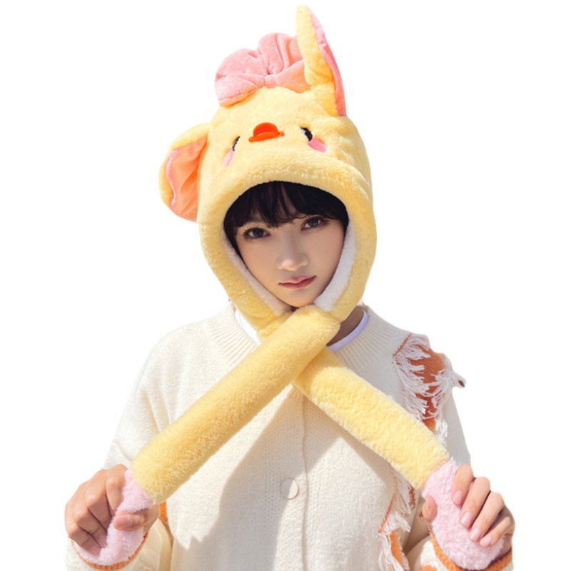 Mũ Trùm Đầu Giữ Ấm Mùa Đông Thiết Kế Hình Động Vật Dễ Thương Dành Cho Nữ