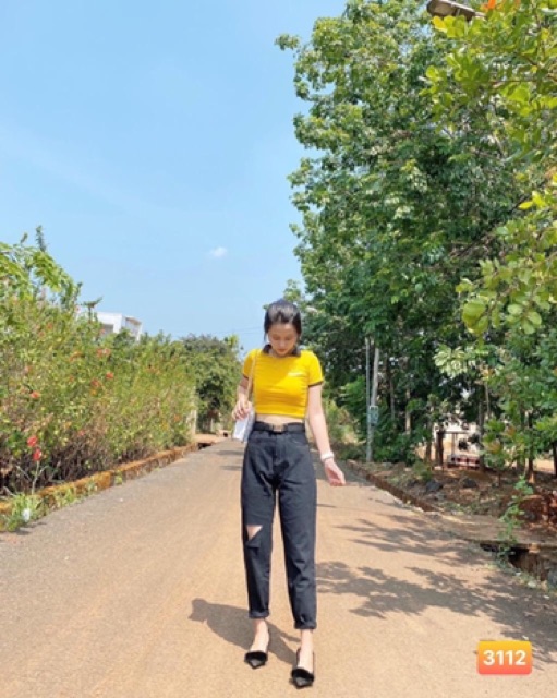 Quần baggy jean đen Domi 094 rách cơ bản hình thật ảnh sàn