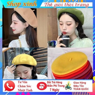 Mũ lồi, mũ beret dạ trơn phong cách quý cô nhiều màu thời trang thu đông cho nam nữ thanh lịch quý phái