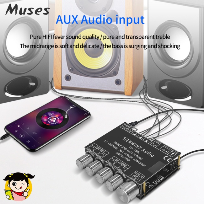 Bảng Mạch Khuếch Đại Âm Thanh Bluetooth Dc5-24v 50w + 50w + 100w 2.1 Kênh