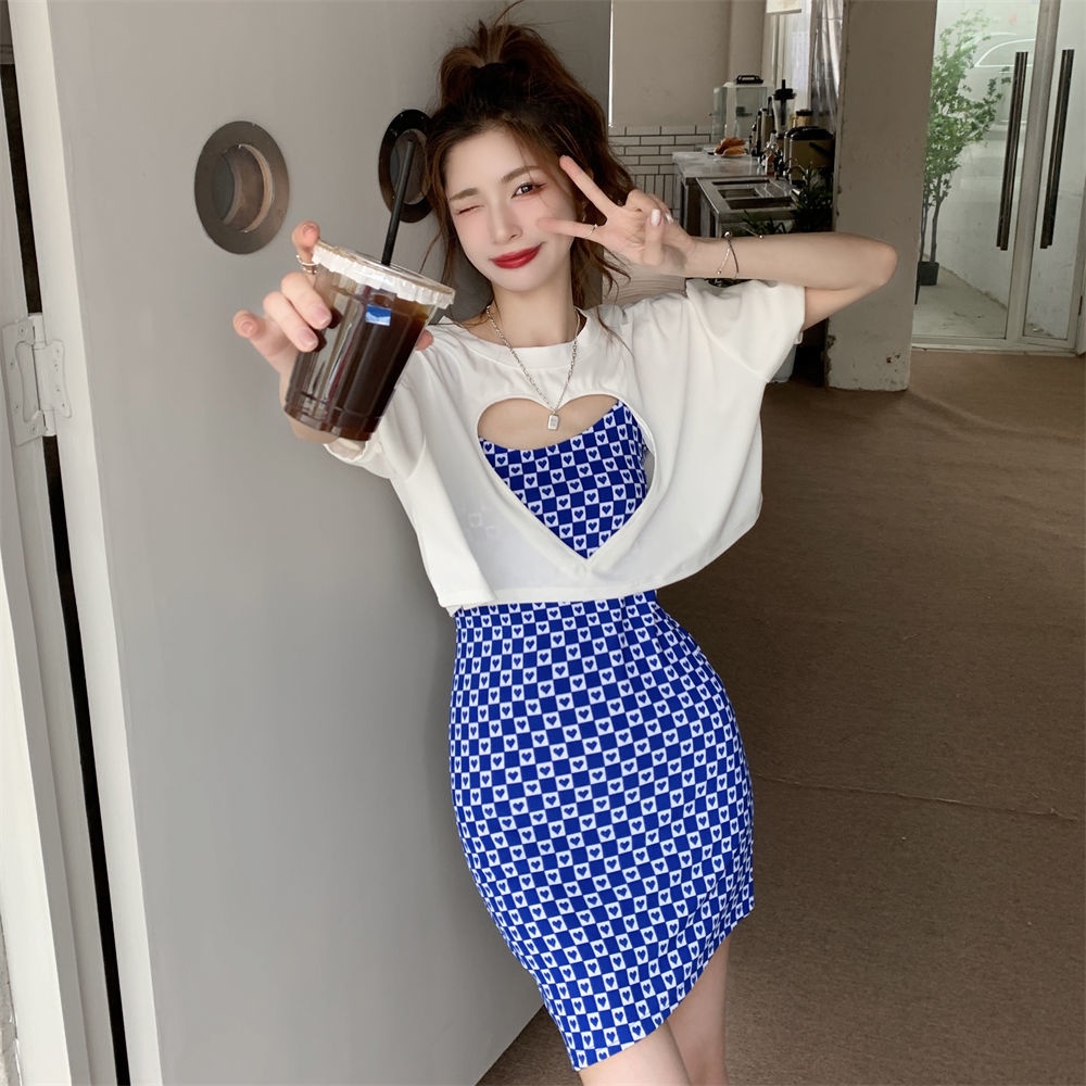 COZOK Đầm Hai Dây Họa Tiết Sọc Caro Phong Cách Hàn Quốc Thời Trang Xuân Hè Cho Nữ