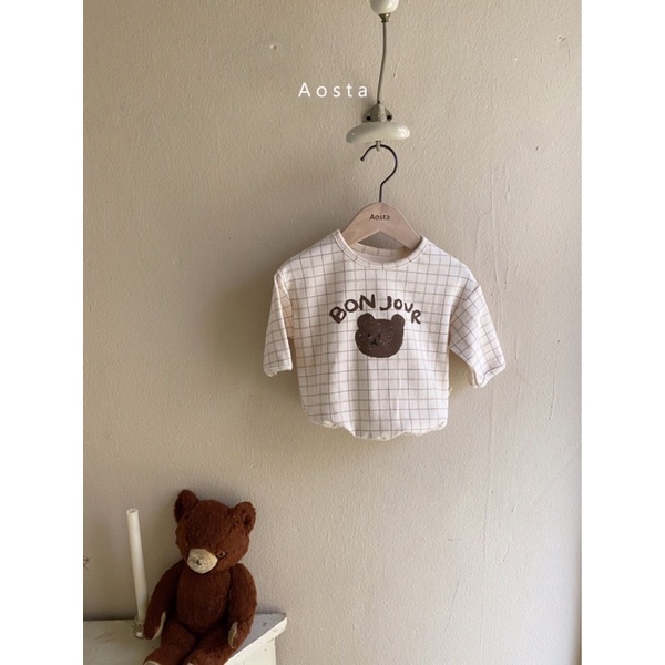 Áo gấu cotton cao cấp cho bé Áo chất cotton dày dặn Áo Tiệm bé Sữa