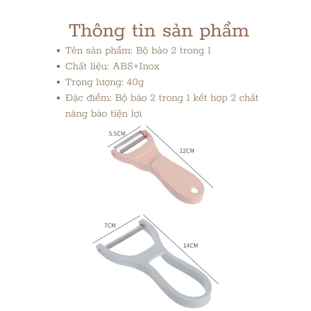 Dụng cụ gọt bào rau củ thông minh, dao bào sợi bộ đa năng 2 trong 1 màu Pastel dễ thương EC Life 0904