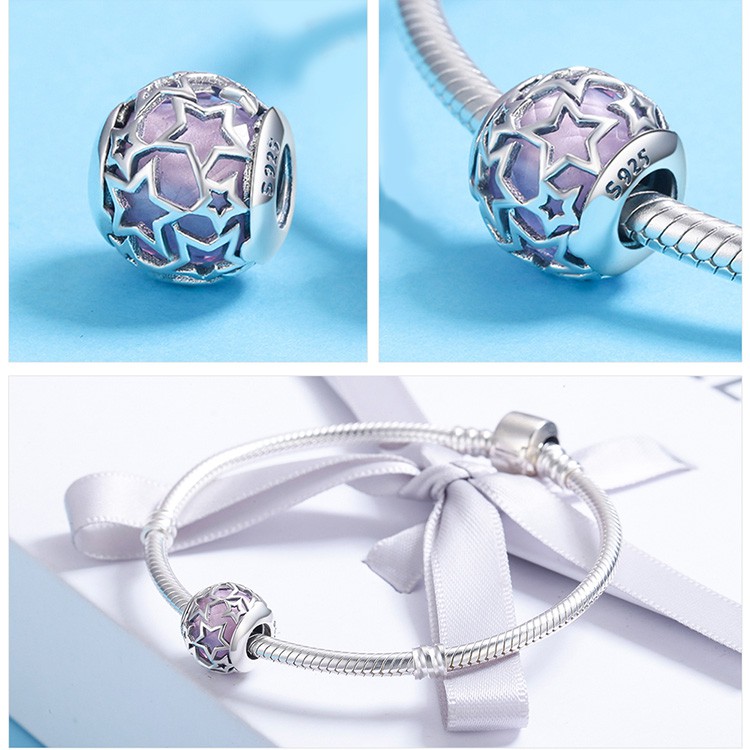 Hạt charm phối dây BAMOER PAS205 chất liệu bạc 925 10 màu thời trang