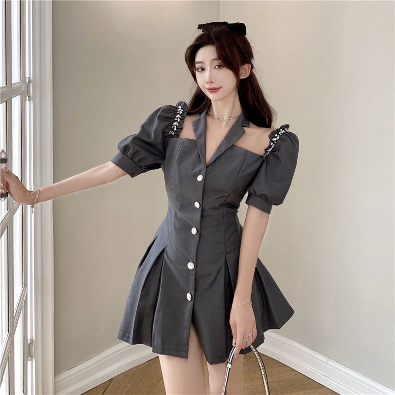 Đầm Xếp Ly Tay Phồng Trễ Vai Thời Trang Mùa Hè