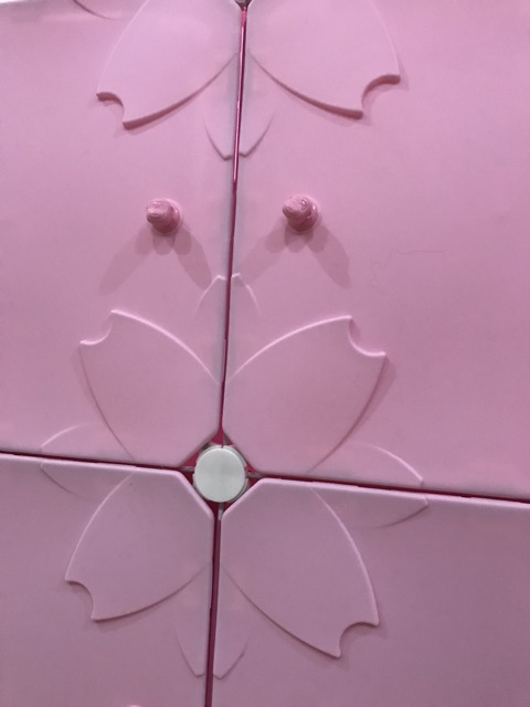 HÀNG SIÊU CẤP- TỦ NHỰA GHÉP 6 Ô THÂN SÂU 47cm. Cửa đúc hoa hồng coa núm hình khỉ siêu cute