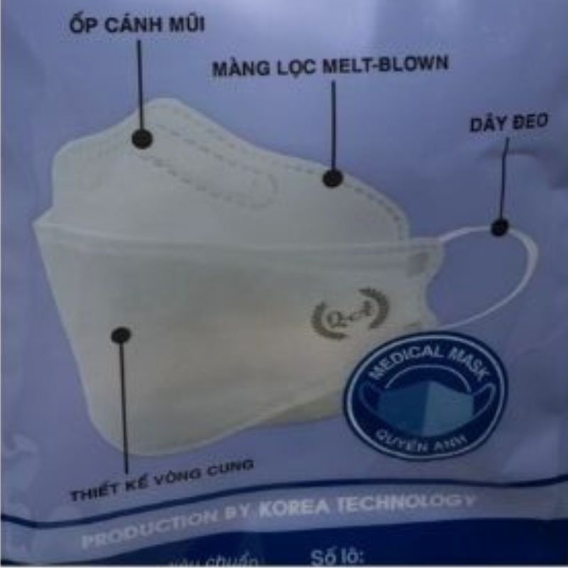 Khẩu trang y tế cao cấp quyền Anh 4d chống bụi siêu mịn, kháng khuẩn, công nghệ Hàn Quốc  4 lớp túi 10 cái