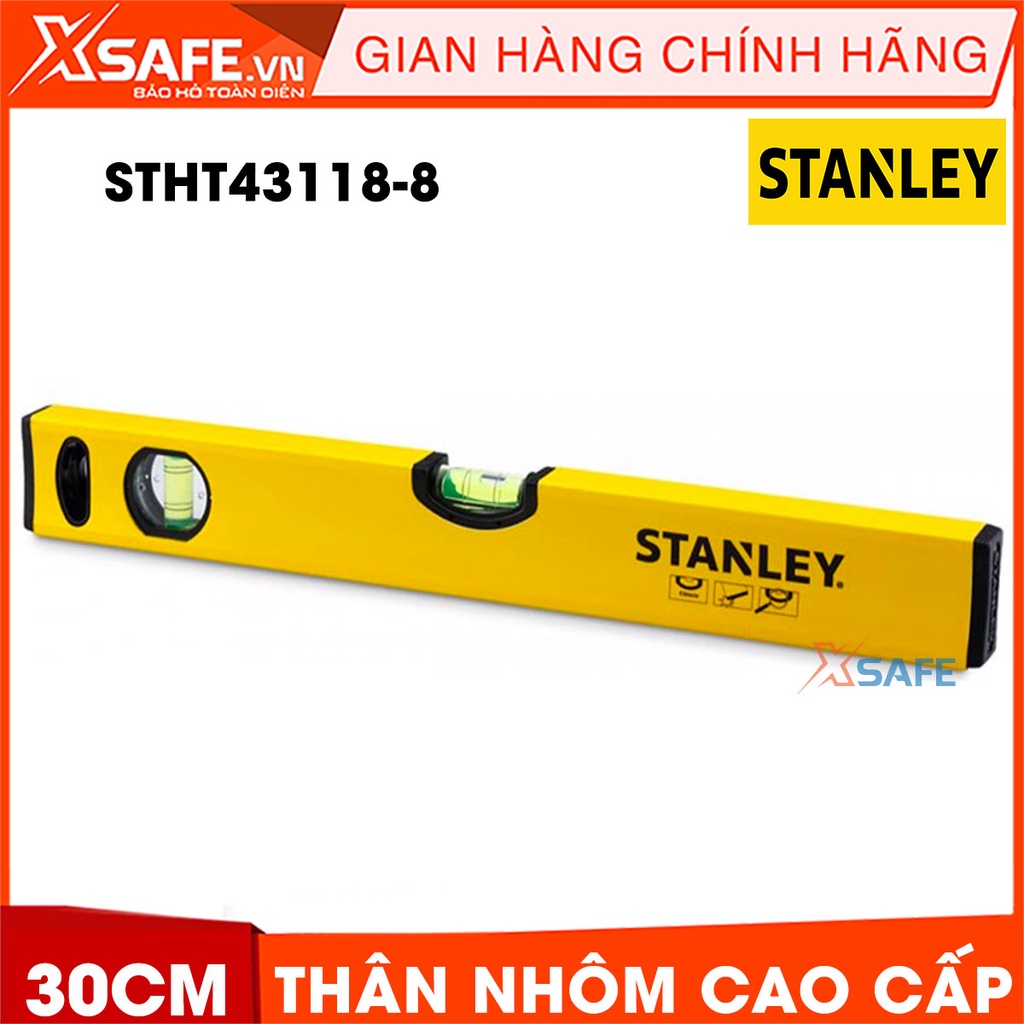 Thước thuỷ hộp STANLEY thân nhôm cao cấp Thước cân bằng Stanley gồm 2 ống thuỷ, thân thước thẳng tuyệt đố