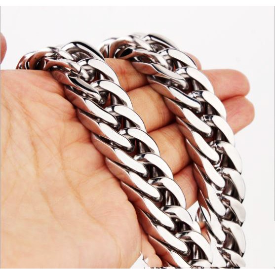 Dây chuyền nam inox cao cấp kiểu lặc đôi bản to 17mm trắng sáng cực ngầu - Bảo hành vĩnh viễn không đen, không gỉ