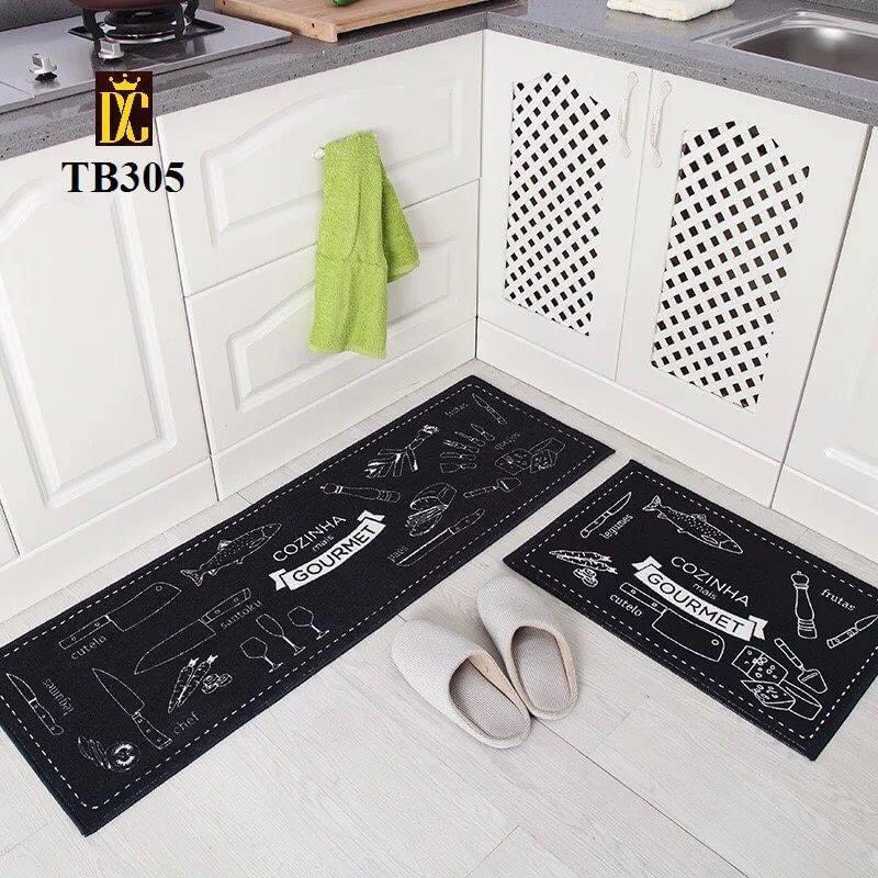 BỘ 2 THẢM  3D CHỐNG TRƯỢT CHẤT LIỆU LEN XÙ  [2 TẤM 40×60 cm và 40x120 cm]