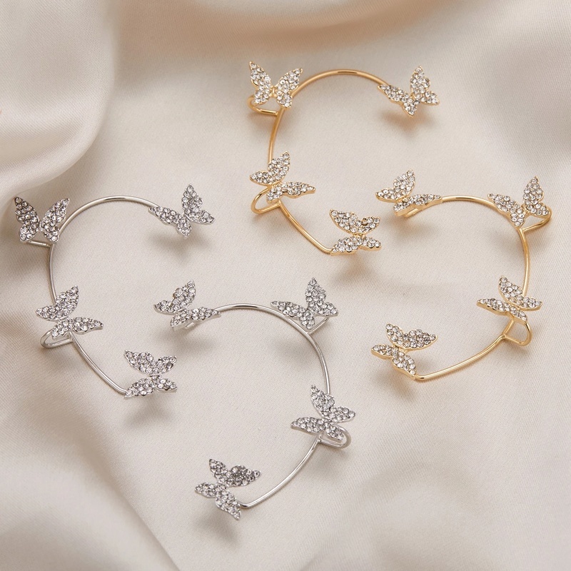 Bông Tai Dạng Móc Hình Bướm Đính Đá Zircon Lấp Lánh Thời Trang Dành Cho Nữ