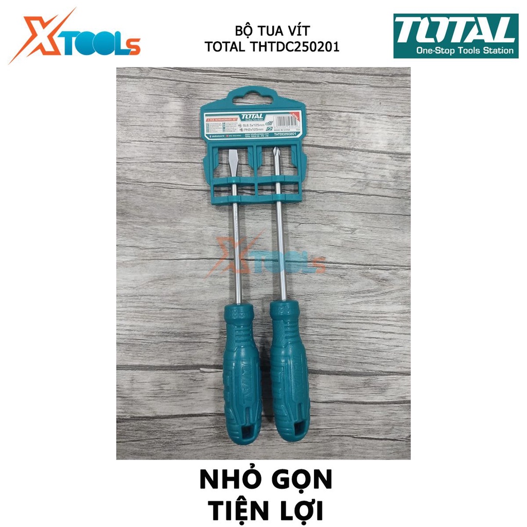 Bộ tuốc nơ vít dẹp và bake 2 chi tiết TOTAL THTDC250201 | dùng để siết chặt hoặc gỡ bỏ ốc vít [CHÍNH HÃNG] [XTOOLs]