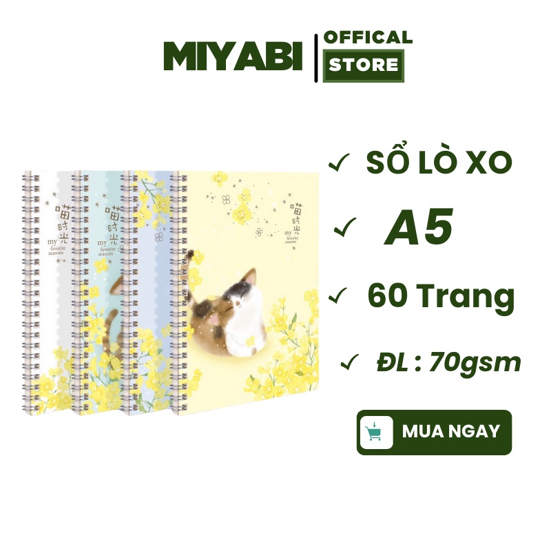 Sổ tay lò xo mini A5 Deli 60 trang - cute - sổ lò xo a5 dễ thương dành cho học sinh – giao ngẫu nhiên - MIYABI STORE