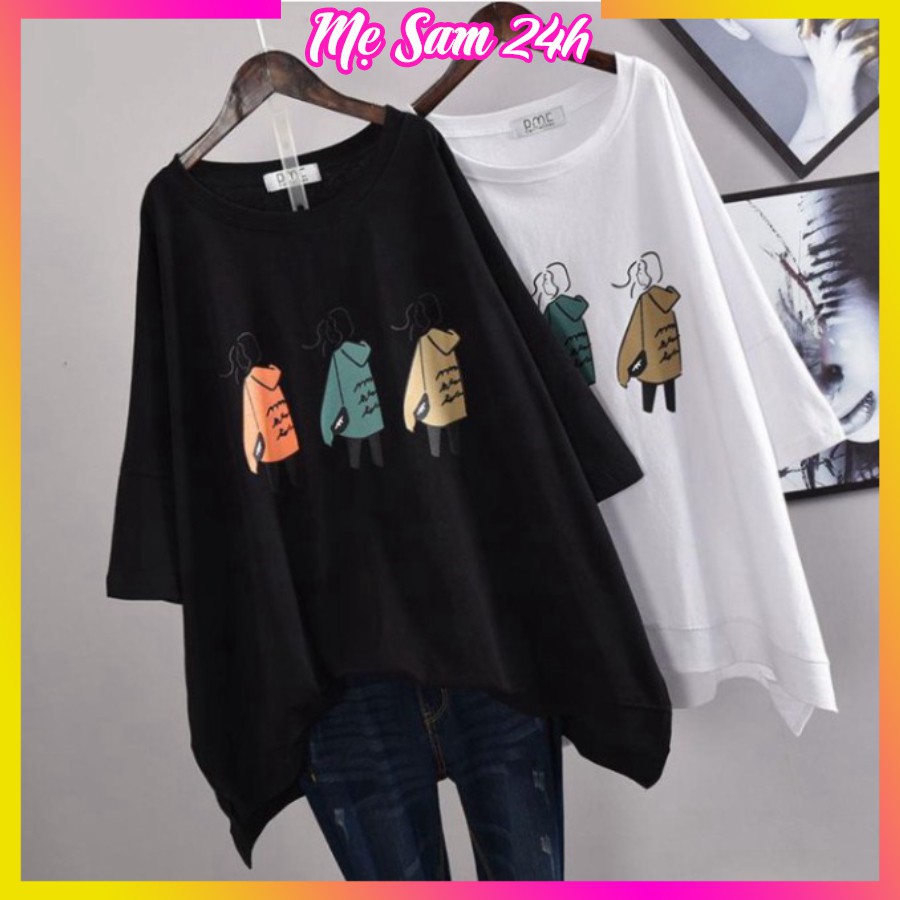 Áo phông unisex, áo thun form rộng tay lỡ Mẹ Sam 24h, chất vải mềm mát co giãn in hình 3 Cô Gái
