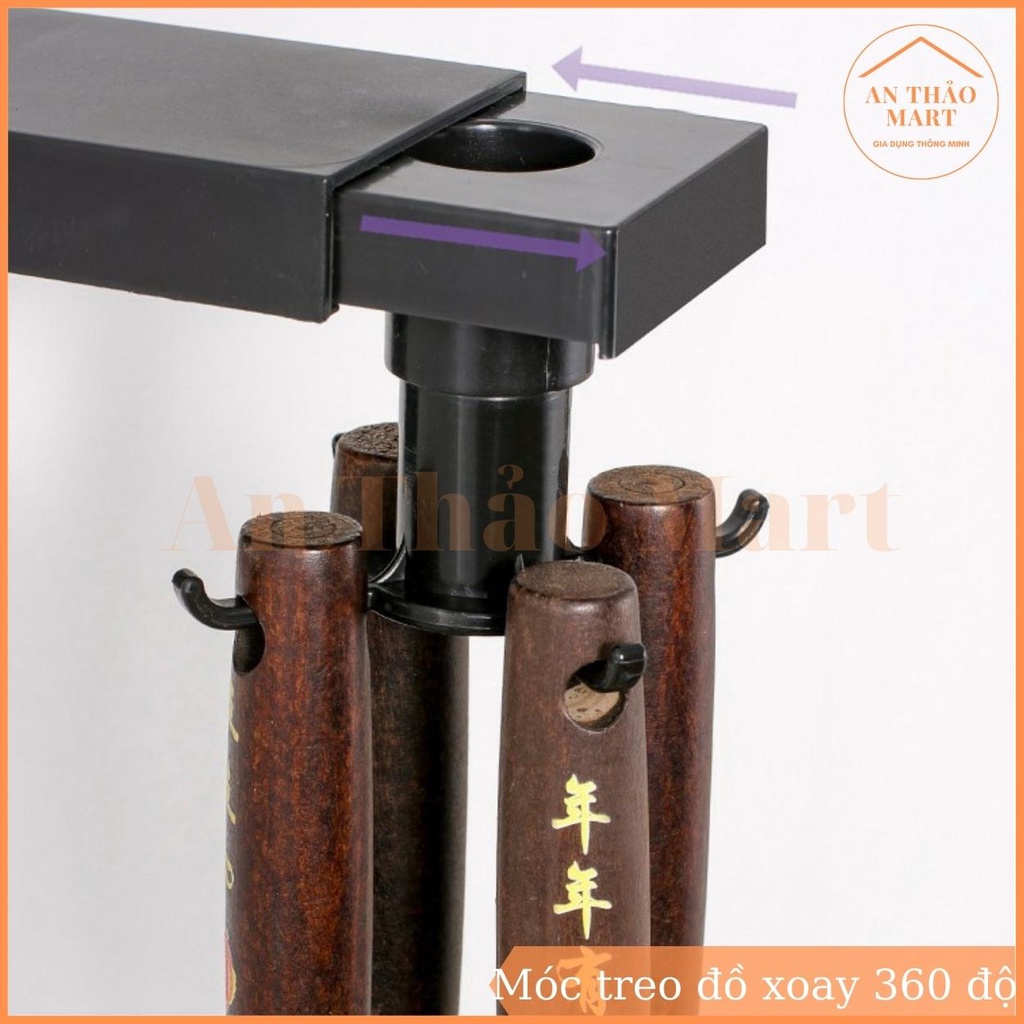 Móc Treo Đồ Nhà Bếp 6 Móc Đa Năng Có Thể Xoay 360 Độ Siêu Chịu Lực