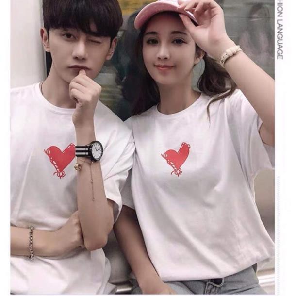 HÀNG XỊN - CHẤT BAO ĐẸP - CHUYÊN SỈ Áo đôi tim chơi ngắn tay L&N MT - KÈM VIDEO ẢNH THẬT
