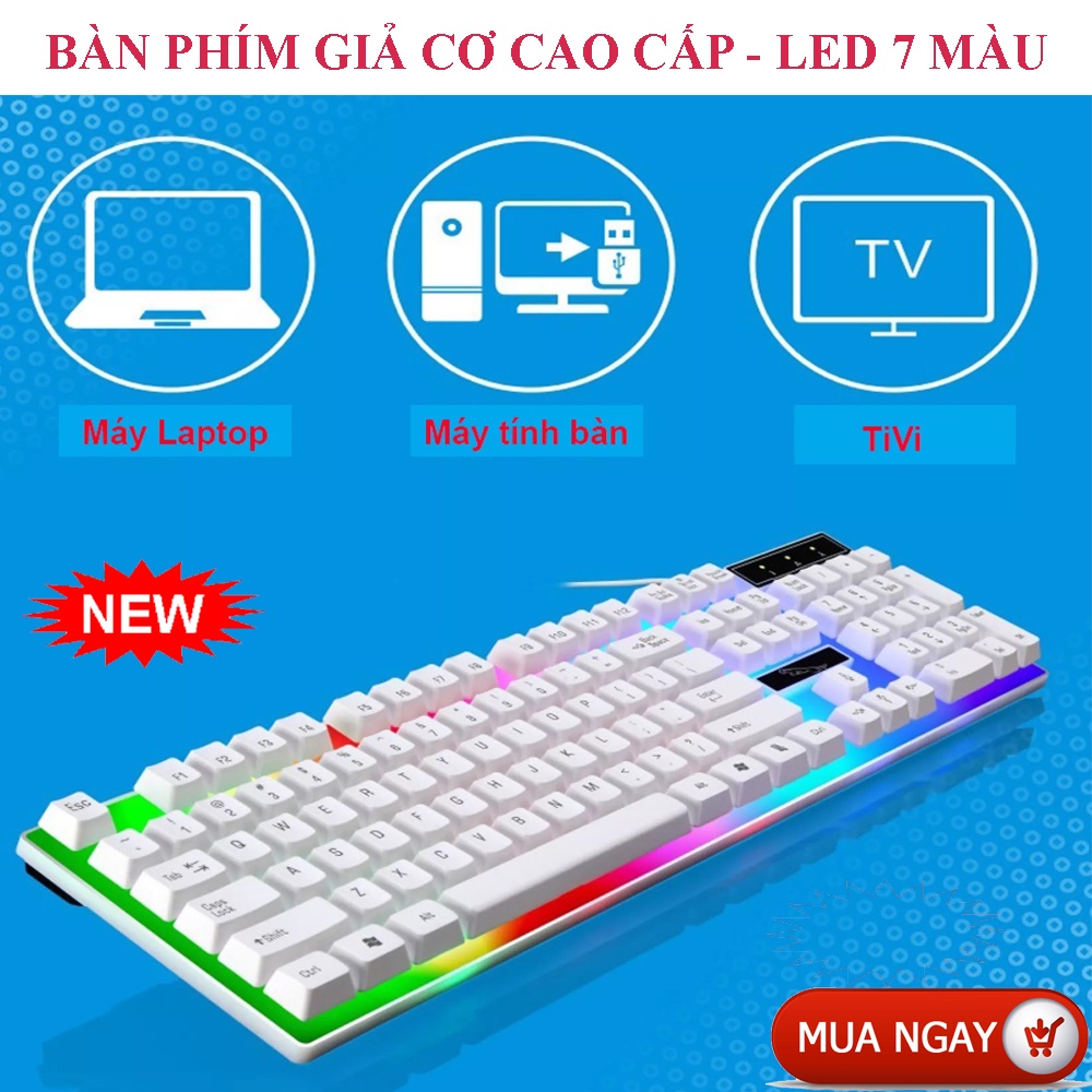 Bàn Phím Giả Cơ Cho Game Thủ, Hỗ Trợ LED 7 Màu Bắt Mắt, Phím Khắc Chữ Laser Chống Bay, Giá Cực Sốc!!