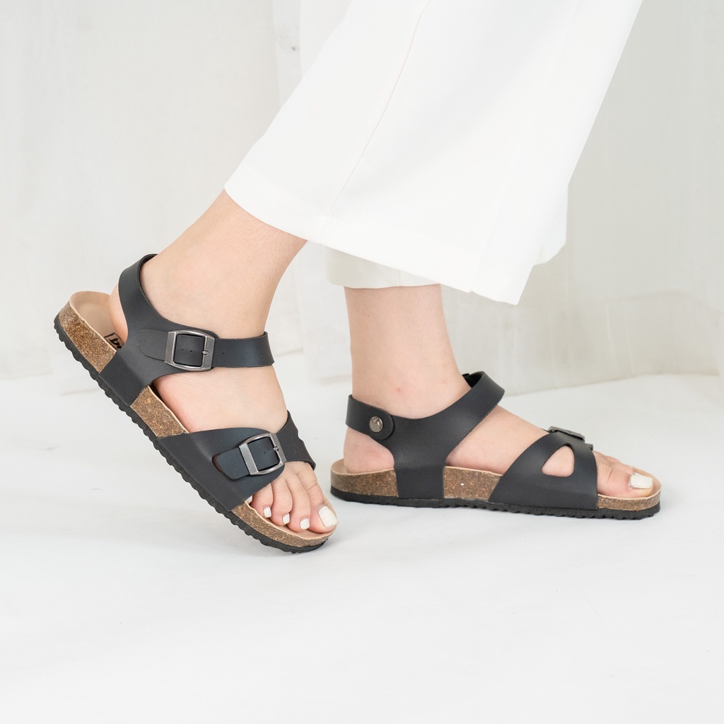 D23 - Sandal Đế Trấu BIOLINE Official Mã D23 Quai Da Bò Cách Điệu