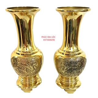 Lọ hoa sen hạc cao 30 cm màu vàng sáng bóng