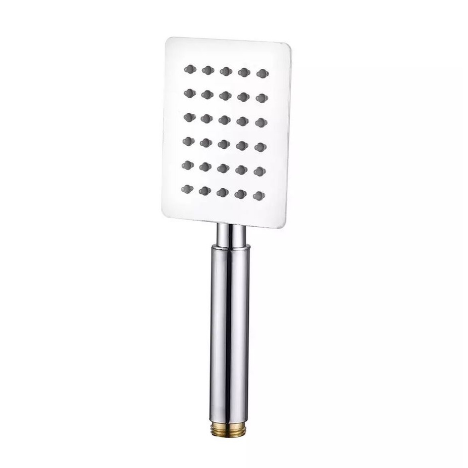 Bộ tay sen Inox mờ kiểu dáng Vuông dẹt sử dụng cho 2 đường nước Nóng lạnh (đủ bộ Tay sen + dây + cài) - QM.TS034B3
