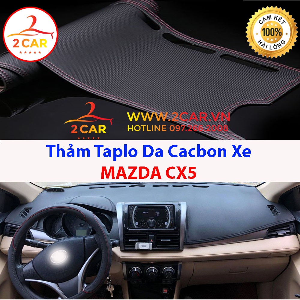 Thảm taplo da carbon MAZDA CX5 2018-2023, chống nóng tốt, chống trơn trượt, vừa khít theo xe