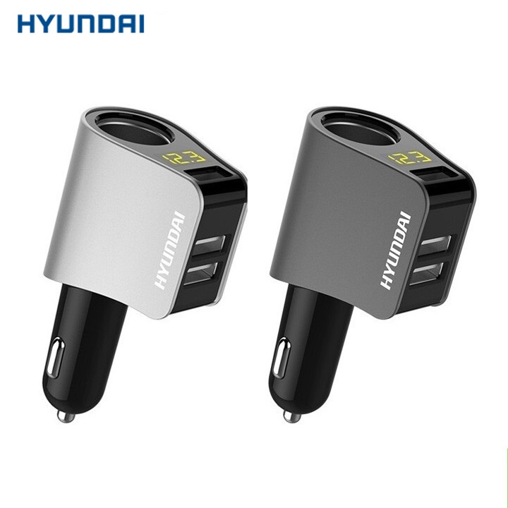 Tẩu sạc ô tô nhãn hiệu Hyundai HY-10: Sạc nhanh 3.1A, 3 cổng usb, Công suất 80W