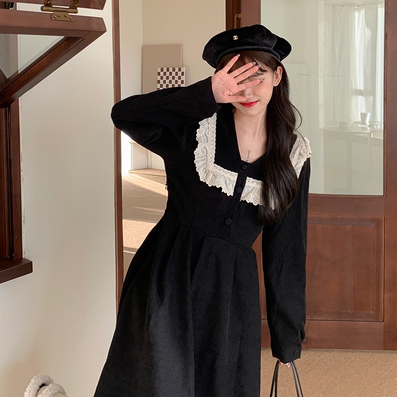 Đầm midi chữ A SUXI tay dài cỡ lớn thời trang mùa thu mới dành cho nữ