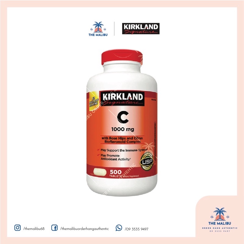 VITAMIN C KIRKLAND Signature 1000 mg 500 Viên - viên uống tăng sức đề kháng cho cơ thể