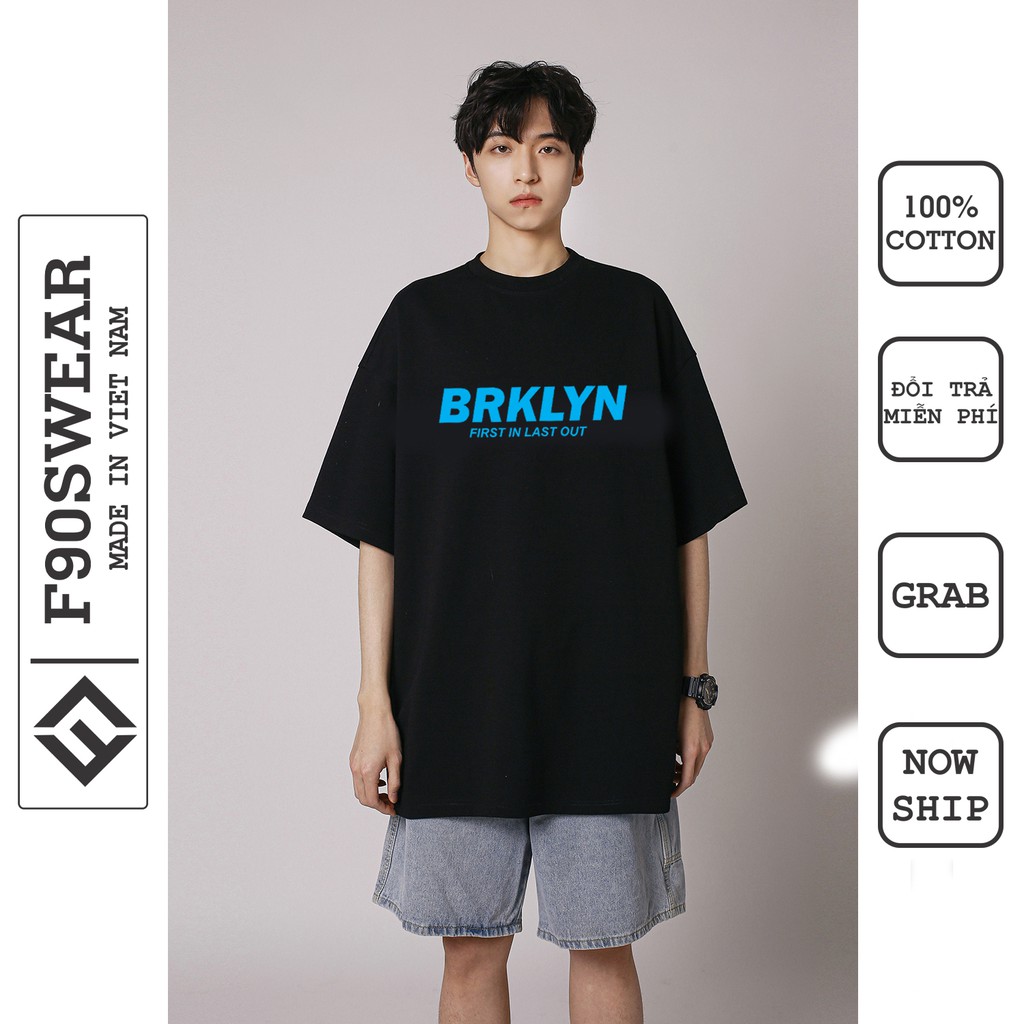 Áo thun nam nữ tay lỡ - Áo phông nam nữ tay lỡ form rộng in BRKLYN chất 100%cotton co giãn 4 chiều cực mát mát