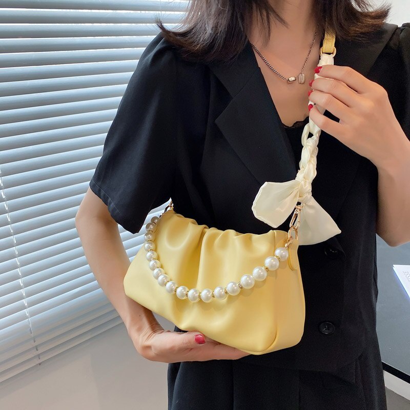 JASMIN NOIR Túi Xách Da Pu Mềm Phối Dây Xích Nhỏ Nhắn Thời Trang Mùa Hè Dành Cho Nữ 2021