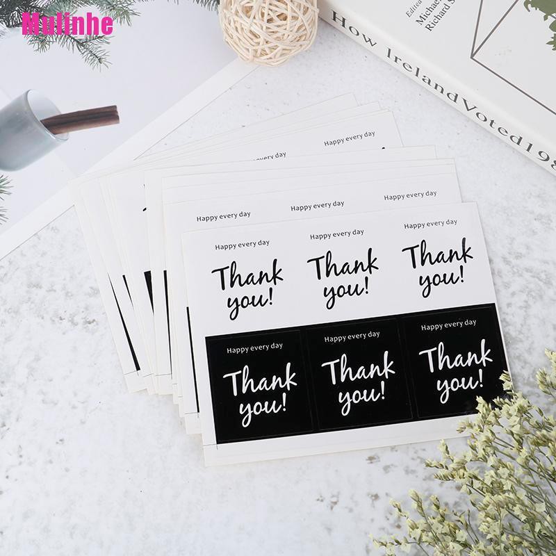 Bộ 60 Miếng Dán Chữ Thank You Màu Trắng Đen Đa Năng
