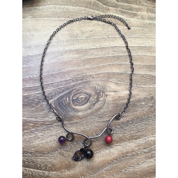 Dây chuyền si đen phối đá 2hand