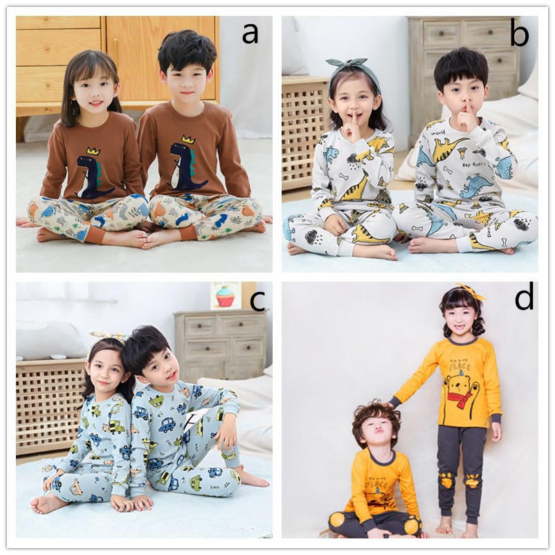 Set Áo Thun Tay Dài &amp; Quần Dài Mặc Ngủ Cho Bé Trai