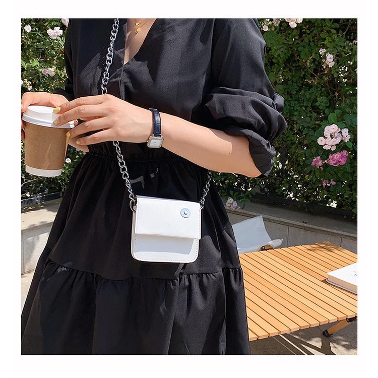 Túi đeo chéo mini dây xích nữ chuỗi dày thời trang túi hộp vuông