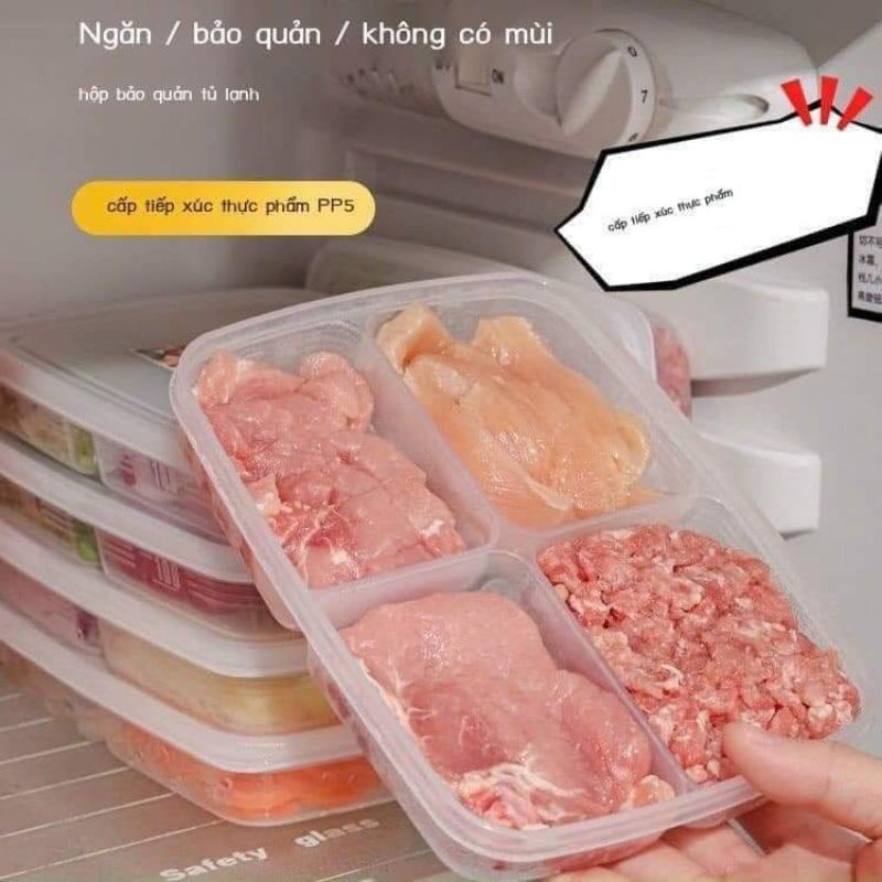 Hộp nhựa chia ngăn - Hộp đựng đồ thực phẩm chia 4 ngăn siêu hợp lý