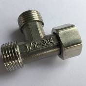 Tê inox 304 hai đầu ren 21mm và 1 đầu rắc co 21mm