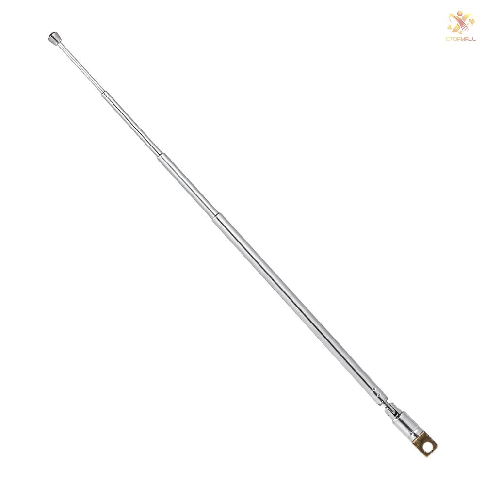 ET Telescopic FM Radio Antenna 4 Sections Chromium-plating Copper Antenna 360° Rotatable