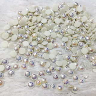 10 Hạt đá ủi áo hong kong cườm trai lá hình thoi tròn trắng sữa đính kết trang phục