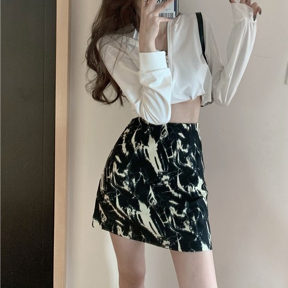 【Cocory】Chân Váy Chữ A Lưng Cao Phối Màu Nhuộm Độc Đáo Phong Cách Retro Hàn Quốc | BigBuy360 - bigbuy360.vn