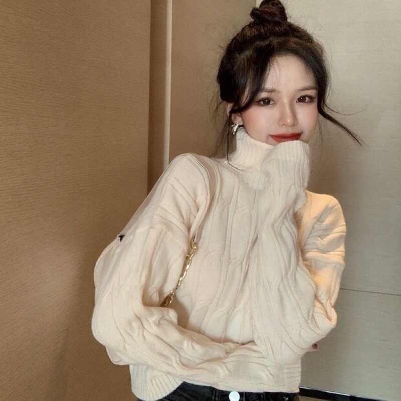 Áo Len Nữ Cổ Cao Dáng Ngắn