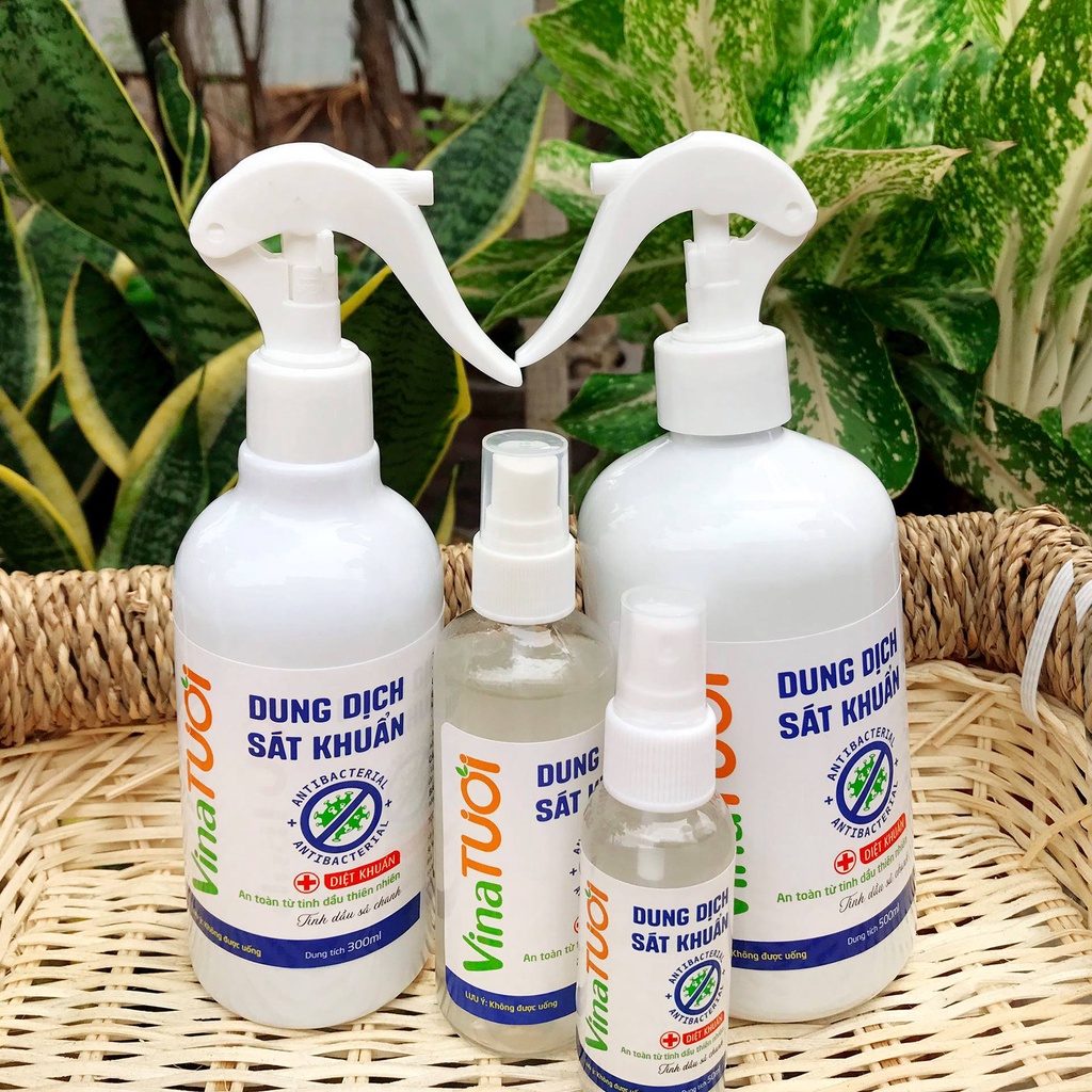 Xịt kháng khuẩn Cồn xịt sát khuẩn hương Tinh dầu sả chanh 50ml 300ml Cồn dung dich khử diệt khuẩn mix tinh dầu VinaTươi