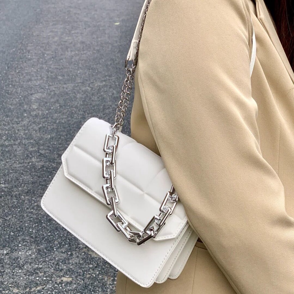 Túi Xách Đeo Vai Hình Vuông Cỡ Nhỏ Phối Dây Đeo Sợi Xích Thời Trang 2022