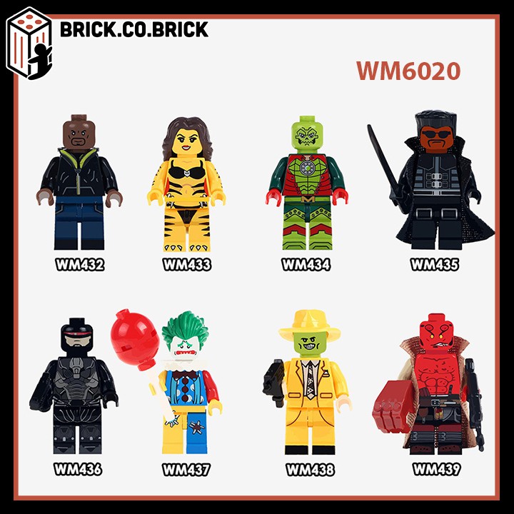 WM6020 - Đồ chơi lắp ráp minifigures và lego siêu anh hùng -Mask Robocop Blade Luke Cage Joker Hellboy Metallo Cheeta