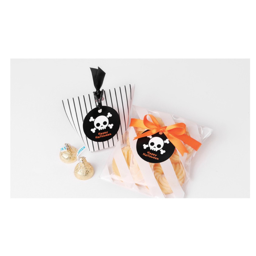 Set 10 tag gắn túi bánh, hộp bánh trang trí hình đầu lâu Halloween