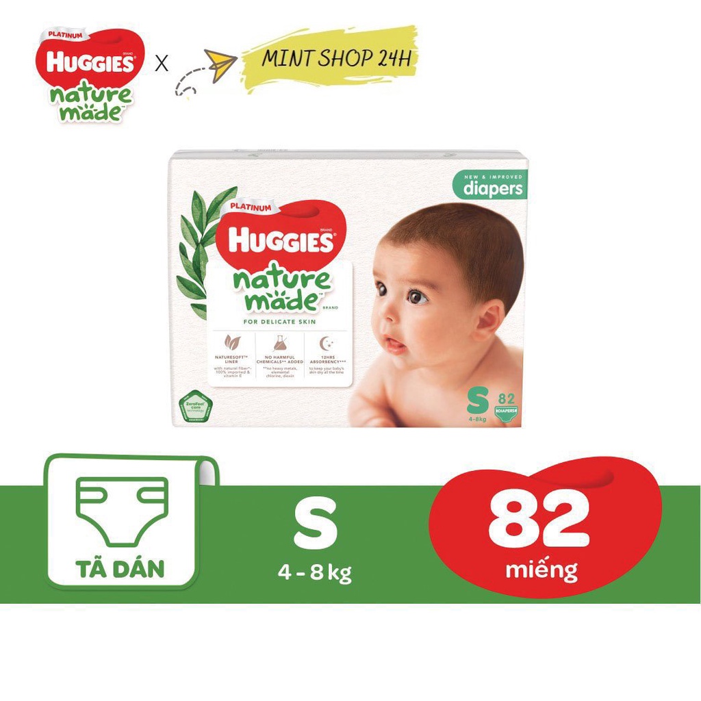 COMBO 3 Bỉm HUGGIES PLATINUM NATURE MADE size M58/L44/XL 38/XXL26/S82/NB60