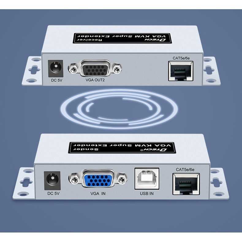 Chuyển vga sang lan - Bộ chuyển đổi tín hiệu vga qua cáp mạng Lan 100M (điều khiển chuột USB) DTECH DT-7044