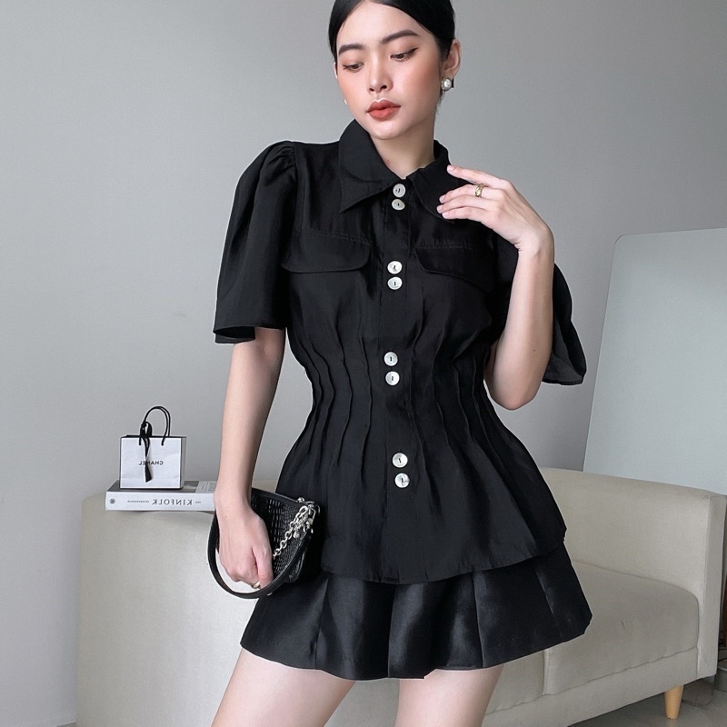 Áo SM túi giả xếp ly chất tơ , Peace House Clothing