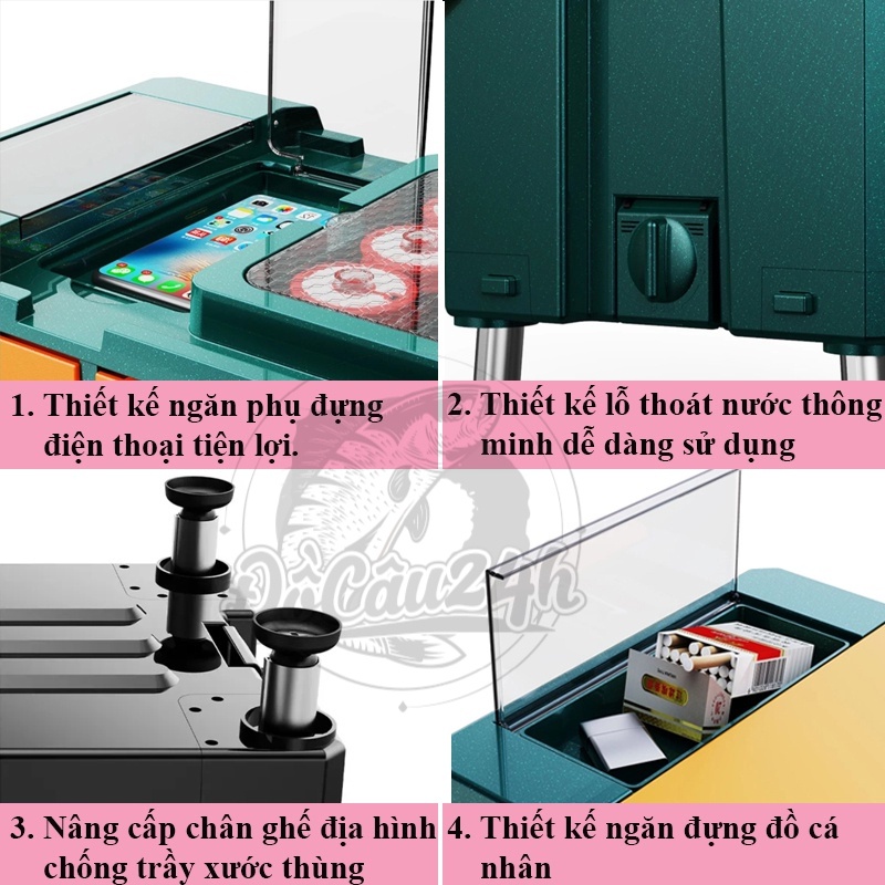 Thùng Câu Đài MC-Jidiaoni 32 Lít Kèm Phụ Kiện Đầy Đủ Chuyên Dùng Cho Câu Đài