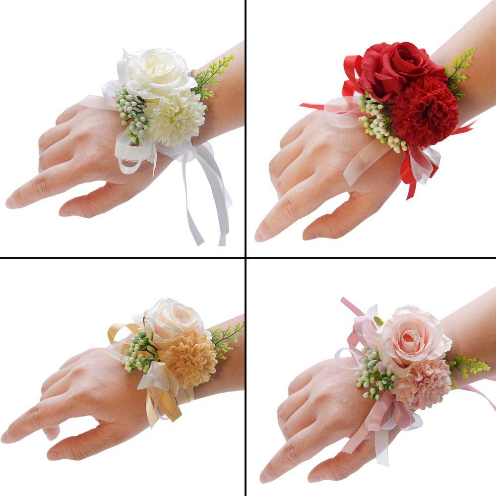 WTTLE 1 Cặp 2 Vòng Tay Hoa Hồng Cho Phù Dâu