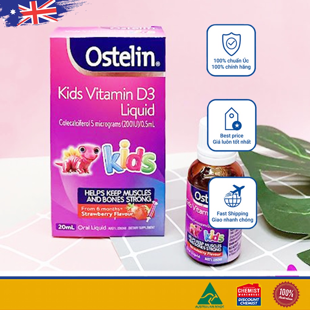 Ostelin Vitamin D3 Liquid Kids của Úc dạng nước cho bé 20ml (SP3)